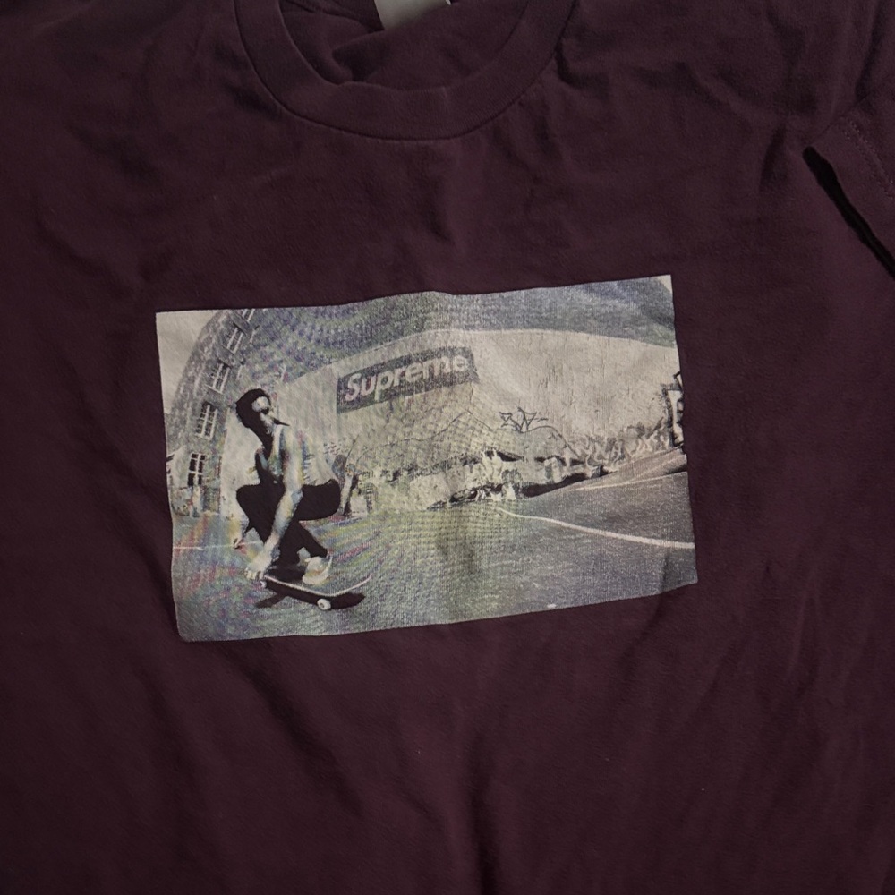 Supreme Men's Dark Purple Skateboard Graphic Tee
